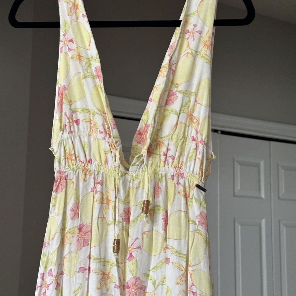 Maaji Eva Maxi Dress in Lemonade Women’s Long Yellow Pink Tropical Print Sz S - Picture 5 of 14